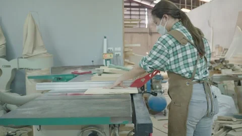 Crafting Wooden Designs in a Workshop Stock Footage 318917332