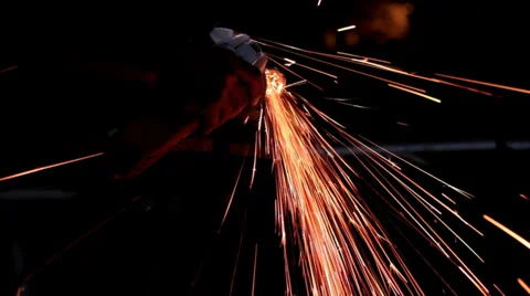 Craftman working on iron. Saw machine. 스톡 동영상 33344058