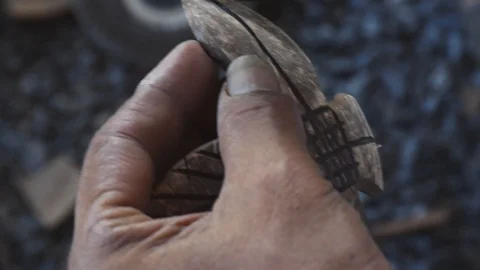 Crafts from coconuts shellsff Stock Footage 128893476