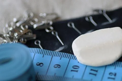 Crafts thread dressmaking scissors buttons Stock Photos