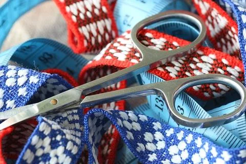 Crafts thread dressmaking scissors buttons Foto stock