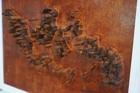 Crafts using used wood blocks Stock Photos