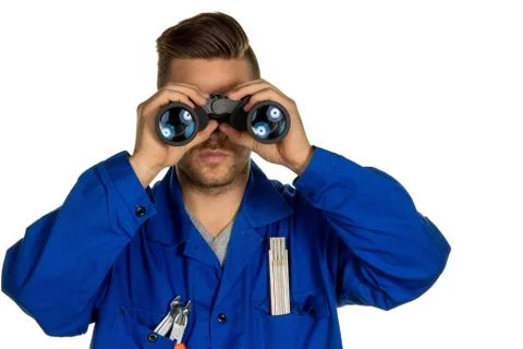 Craftsman with binoculars Stock Photos
