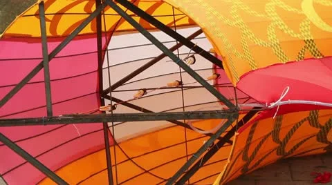 Craftsman Building A Big Dragon Lantern Stock Footage 8989280