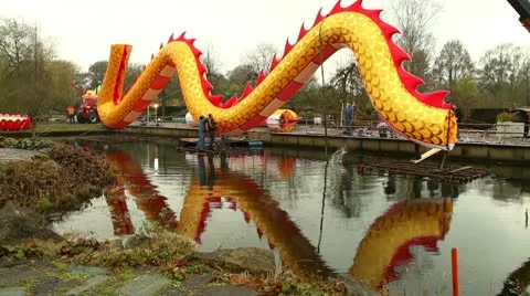 Craftsman Building A Big Dragon Lantern Stock Footage 10594345