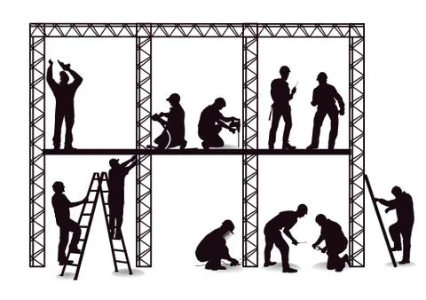 Craftsman at the construction site Stock Illustration