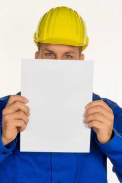 Craftsman with an empty sheet Stock-Fotos