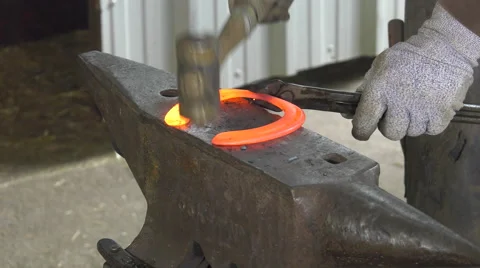 A craftsman farrier replace horseshoes Stock-Footage 62478654
