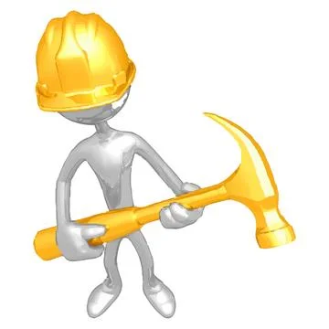 Craftsman with hammer in hand ready for construction projects or home renov.. Stock Illustration