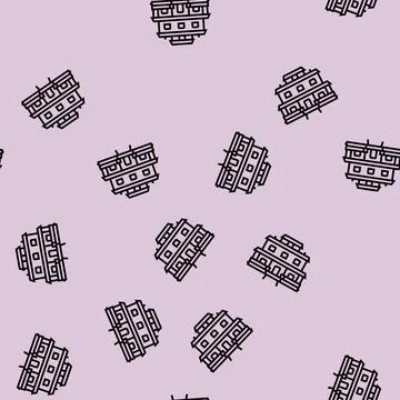 Craftsman house line seamless pattern イラスト素材