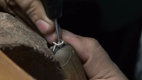 Craftsman making diamond ring. Diamond ring product in craftman workshop Stock Footage 118694494