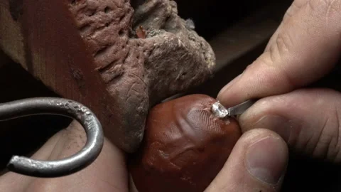 Craftsman making diamond ring. hand made jewelery. Stock Footage 139713514