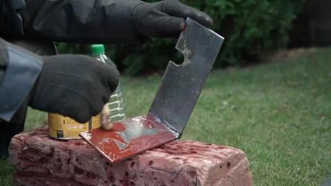 Craftsman paints a metal structure using a spray gun Stock Footage 261282246