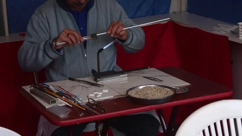 Craftsman is Preparing Glass Torch in Order to Make Glass Artwork Stock Footage 83521022