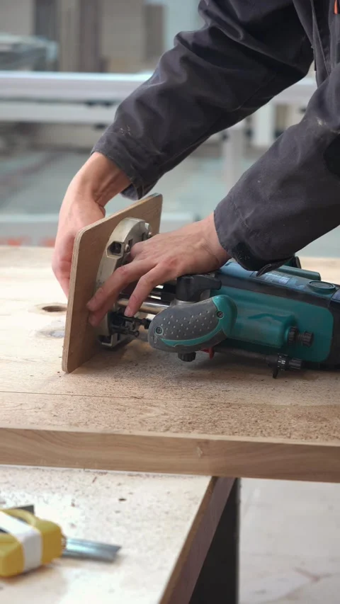 A craftsman repairs a manual milling machine for woodworking Stock Footage 317414765