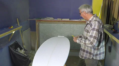 Craftsman shaper of surfboards Stock Footage 62463278