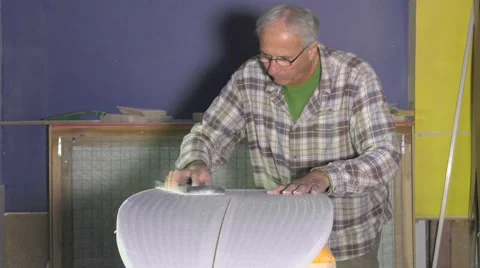 Craftsman shaper of surfboards Stock Footage 62463289