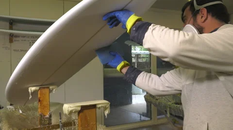 Craftsman shaper of surfboards Stock Footage 62464024