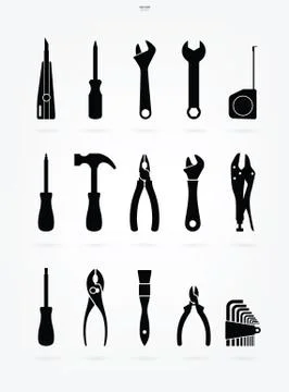 Craftsman tool icon set. Technician tool sign and symbol. Stock Illustration