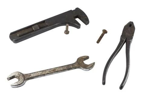 Craftsman tools, hand tools, DIY,building,construction isolated on white back Stock Photos