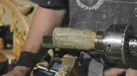 Craftsman working on the lathe Stock Footage 12448328