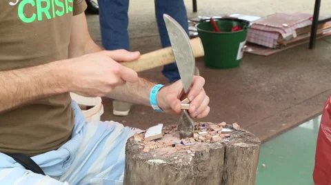 Craftsman working on the street  Stock Footage 60773095