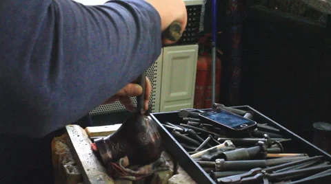 Craftsman In Wrought Iron Stock Footage 35458057