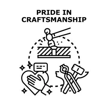 Craftsmanship with passion and dedication concept outline Stock Illustration