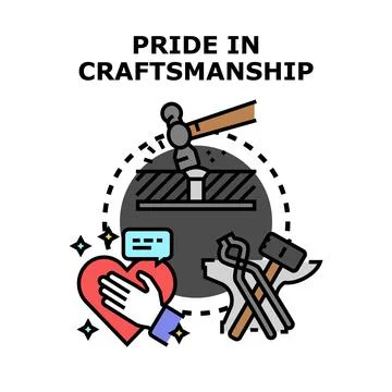 Craftsmanship with passion and dedication concept outline Stock Illustration
