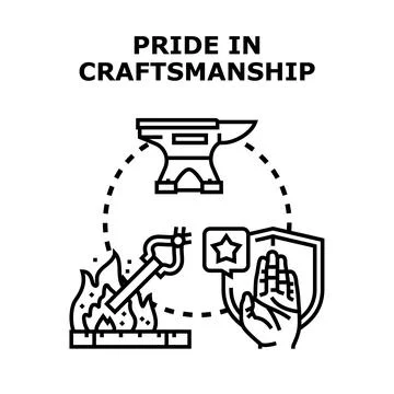 Craftsmanship skill and pride developing fine production Stock Illustration
