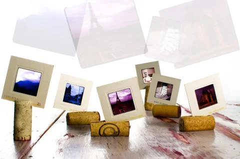 Crafty display of old slides Illustrazione stock