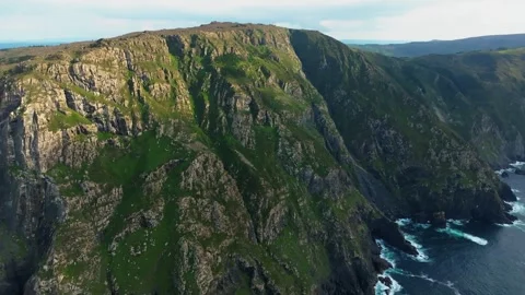 Crag Sheer Cliffs Of Sierra de la Capelada In Spain. Aerial Drone Shot 動画素材 252830778