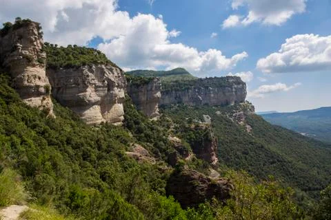 Crags of Tavertet with clouds Stock Photos