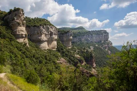 Crags of Tavertet with clouds Stock Photos