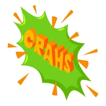Crahs speech bubble icon, isometric style Stock Illustration