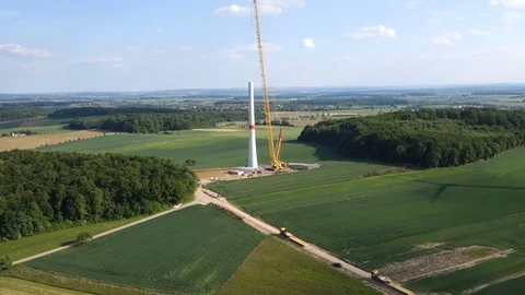 Crain working for wind farm. Video stock 73123515