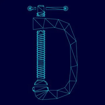 Cramp screw-clamp low poly triangulation triangulated polygonal electric cy.. Stock Illustration