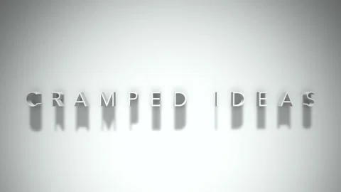 Cramped ideas 3D title animation white text on a white background Video stock 300618175