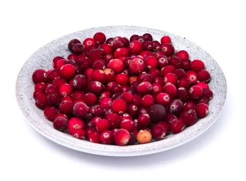 Cranberries in a wicker tray Stock Photos