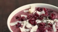 Cranberry Banana Smoothie Bowl With Chia Seeds Stock Footage