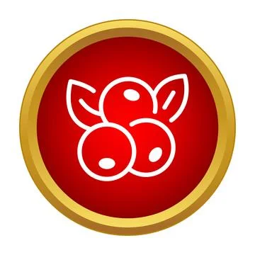 Cranberry berries and leaves inside red circle icon Stock-Illustration