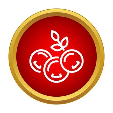 Cranberry berries branch flat line round icon Stock-Illustration