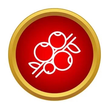 Cranberry berries on a branch simple vector icon Stock Illustration