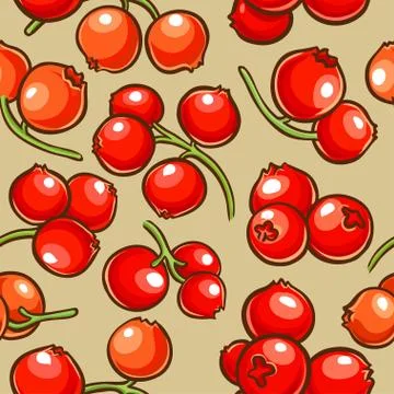 Cranberry berries vector pattern Stock Illustration