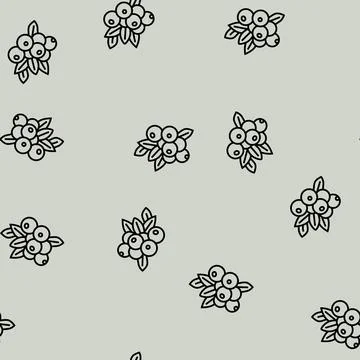 Cranberry berry line seamless pattern Illustrazione stock