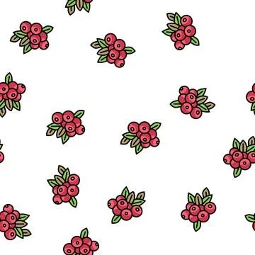 Cranberry berry vector seamless pattern 스톡 일러스트