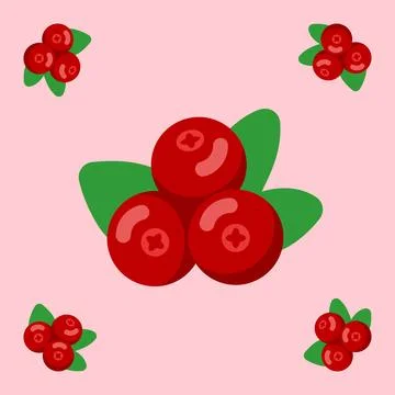 Cranberry fruit seamless for pattern fabric, simple cranberry fruit cute re.. 스톡 일러스트