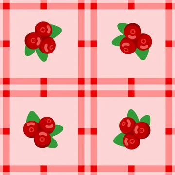Cranberry fruit seamless for pattern fabric, simple cranberry fruit cute re.. 스톡 일러스트