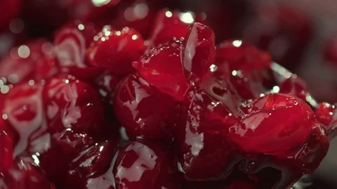 Cranberry jam is mixed with a spoon Stock Footage 121701813