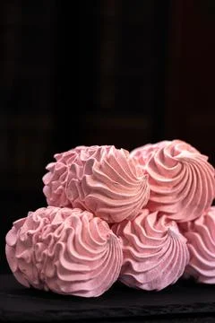 Cranberry marshmallows or marshmallows with a cup of tea. Natural Dietary Mar Stock Photos